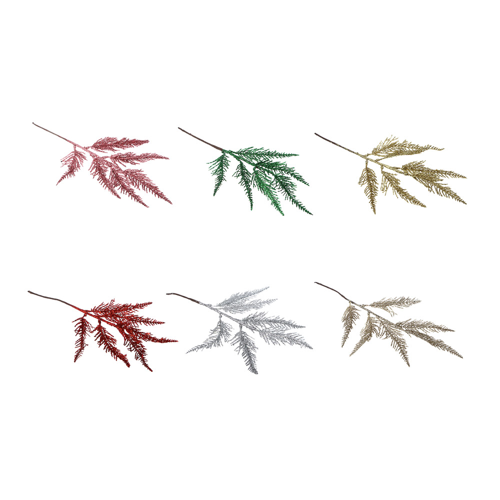 СНОУ БУМ Ветка 35 см, металл, пластик, глиттер, ассортимент цветов, 6 цветов - #1