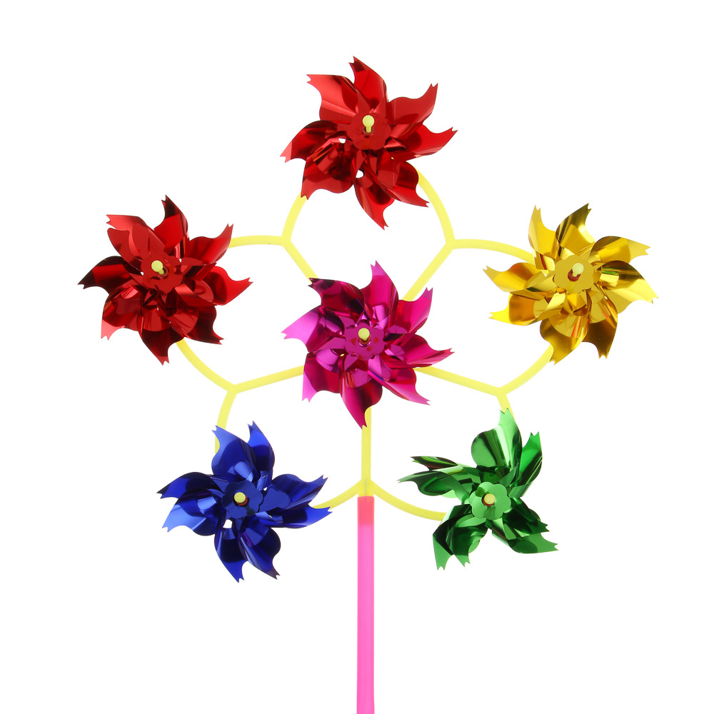 Ветрячок детский Цветочки, 6 насадок, 55см, d30см, PE, PET - #2