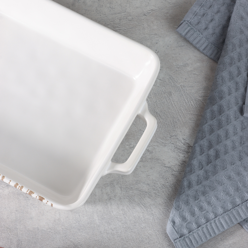 MILLIMI Форма для запекания и сервировки прямоугол.с ручками, керамика, 31х19х5,5см, 1,4л, белая - #14