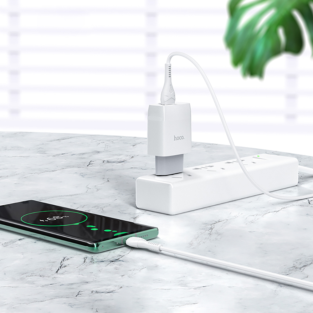 Комплект СЗУ hoco. модель C72Q, USB-C 18Вт, QC3.0, каб. C-C, белый - #5