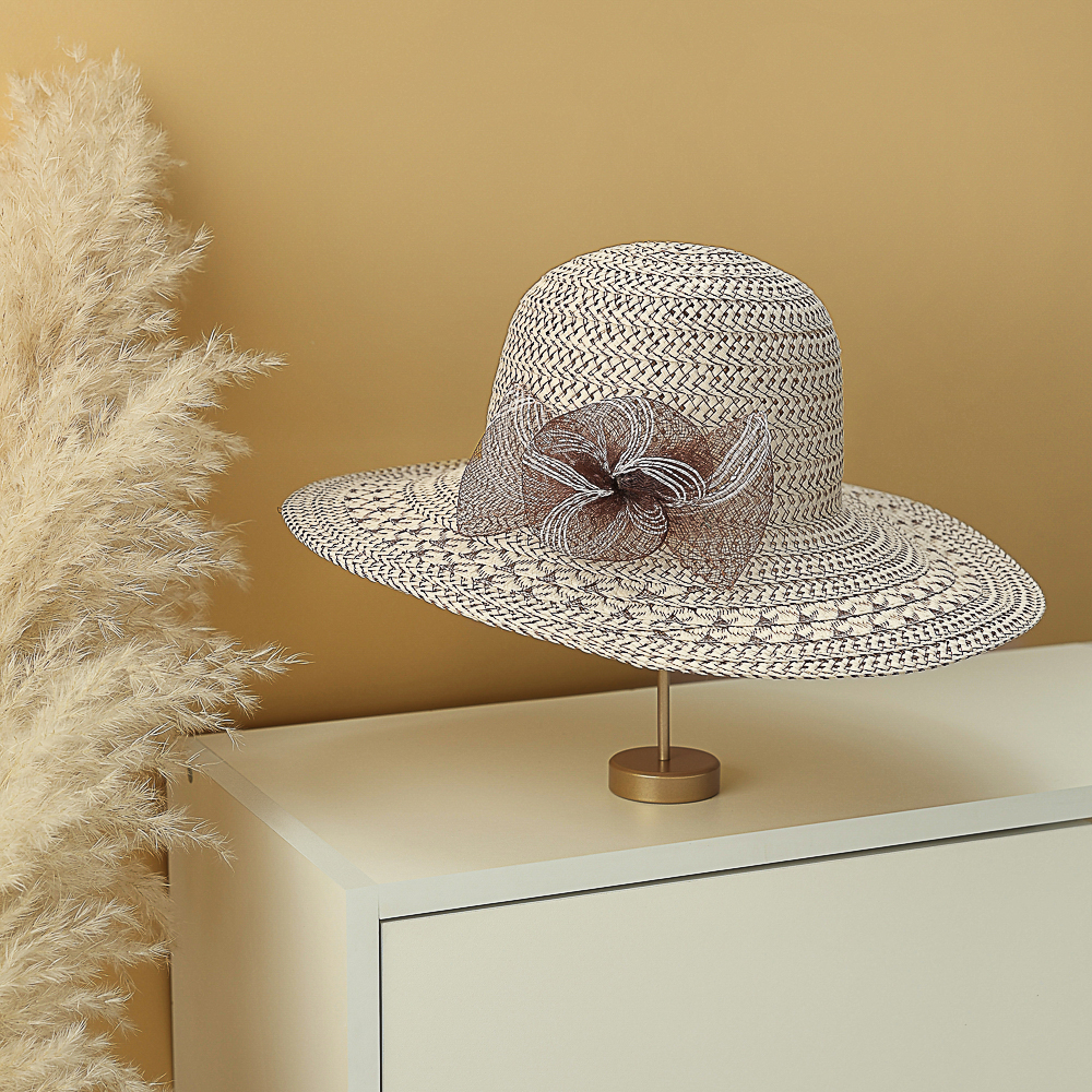 GALANTE Шляпка женская дачная с декором, р-р 56, 100% целлюлоза, 3 цвета - #10