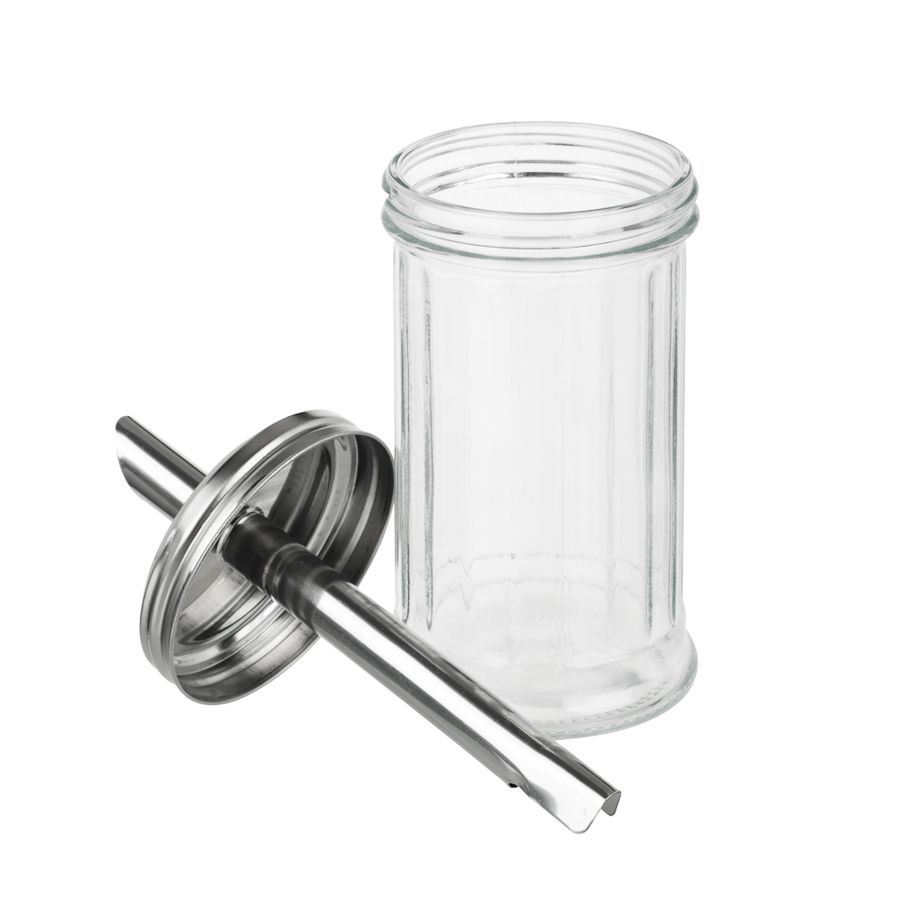 Сахарница с дозатором стекло 7,6x16см 350мл, нерж.сталь - #3