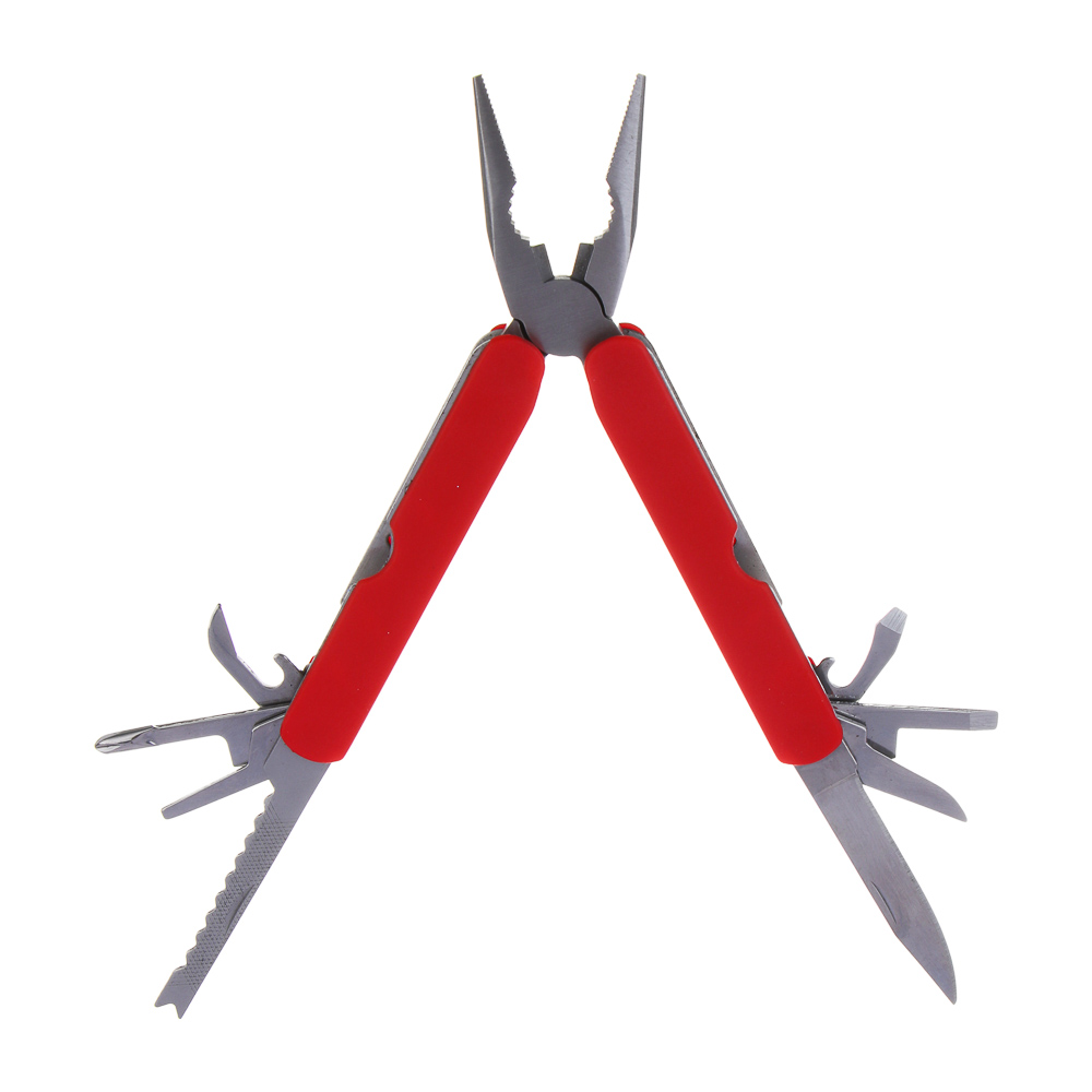 Мультитул многофункциональный тм ЕРМАК, 11 функций, нержавеющая сталь, 10 см, красн. - #1