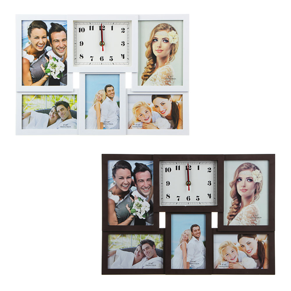 Часы настенные с фоторамкой, плавный ход, пластик, стекло, 42х29см, 1хАА, белый - #1