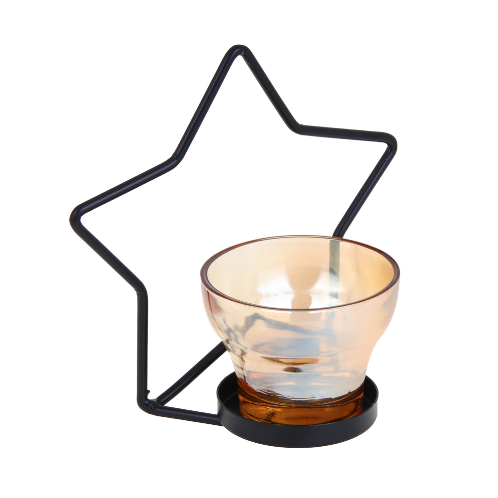 Подсвечник металлический со стеклянной чашей, 13х5,5х12 см - #1