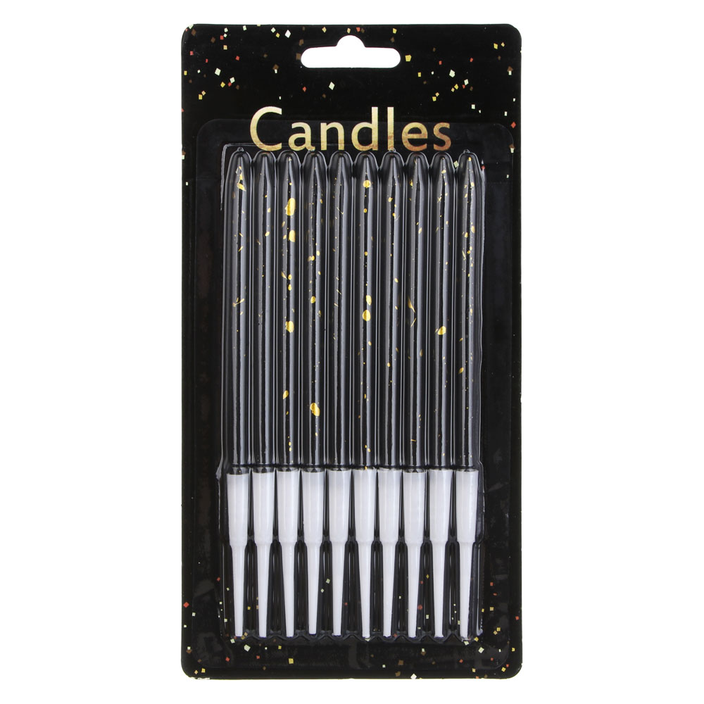 Свеча для торта тм Fntastic, 0,5х13 см,10 шт, парафин, черный, золото - #4