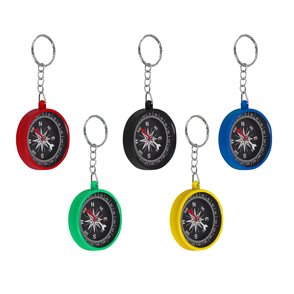 Компас пластиковый тм РУССО ТУРИСТО, 5х4,5х1см, на цепочке, микс цветов - #1