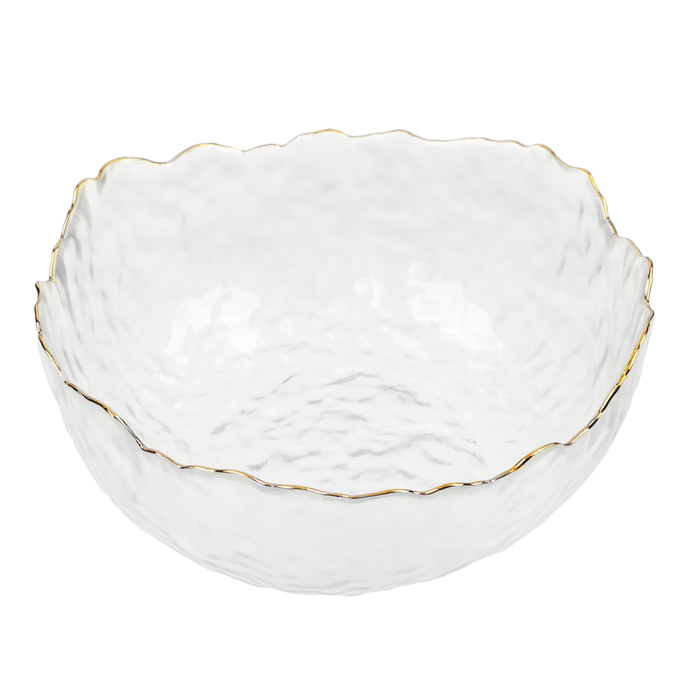 MILLIMI Набор салатников 3 шт, 13.5x13.5x6см / 17x16,5x7,5см/ 20x20x9см, стекло, прозрачный с золото - #5