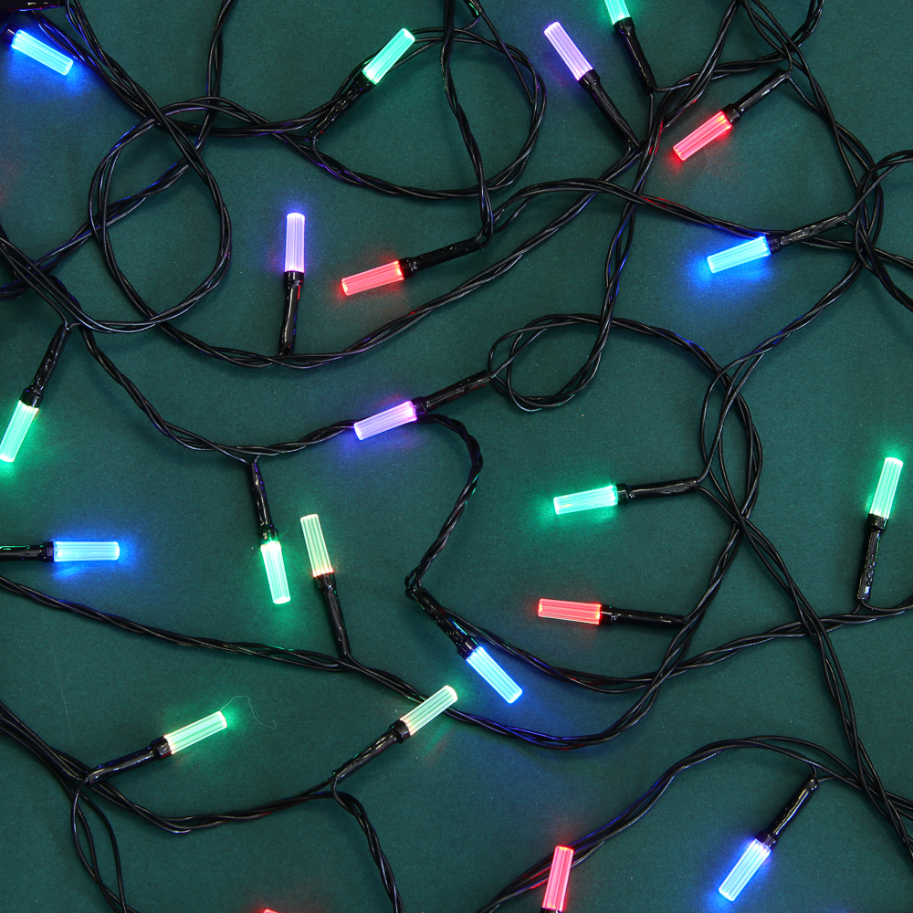 СНОУ БУМ Гирлянда эл. вьюн "Призма", 10м, 80LED, RPB/RYG, автореж, ПВХ черный, 220В - #8