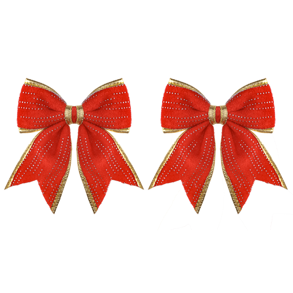 СНОУ БУМ Набор бантов 12x14 см, 2 шт, полиэстер, красный - #1