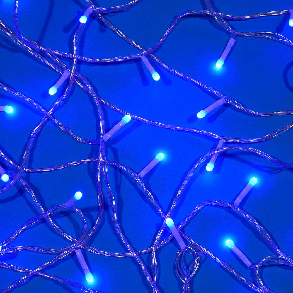 СНОУ БУМ Гирлянда эл. вьюн 10м, 80LED, цветной диод/синий, 8 реж., ПВХ прозрачн. 220В - #1