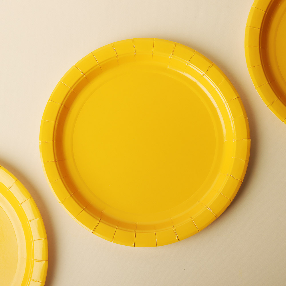 Набор бумажных тарелок, желтый, 23 см, 6 шт - #3