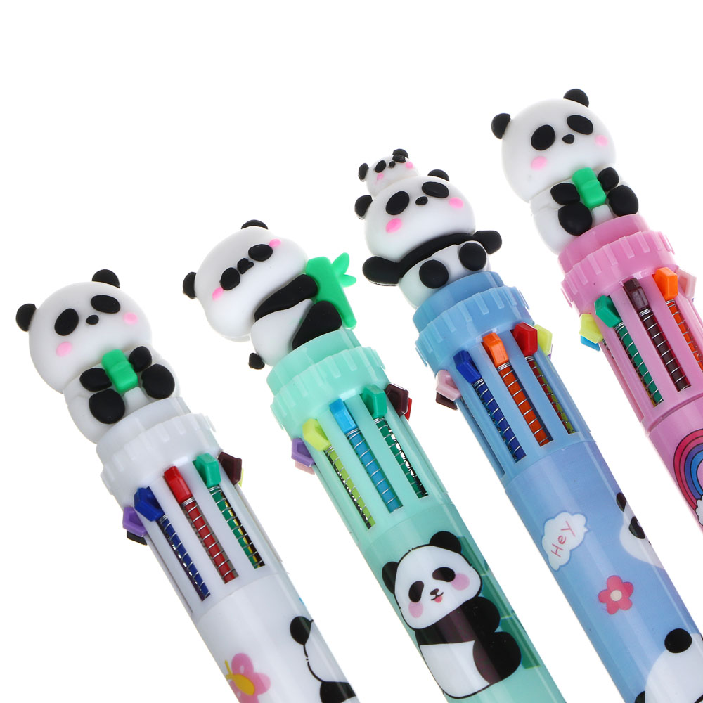 Ручка шариковая автоматическая 10-ти цветная с фигуркой в форме панды, 4 дизайна - #4