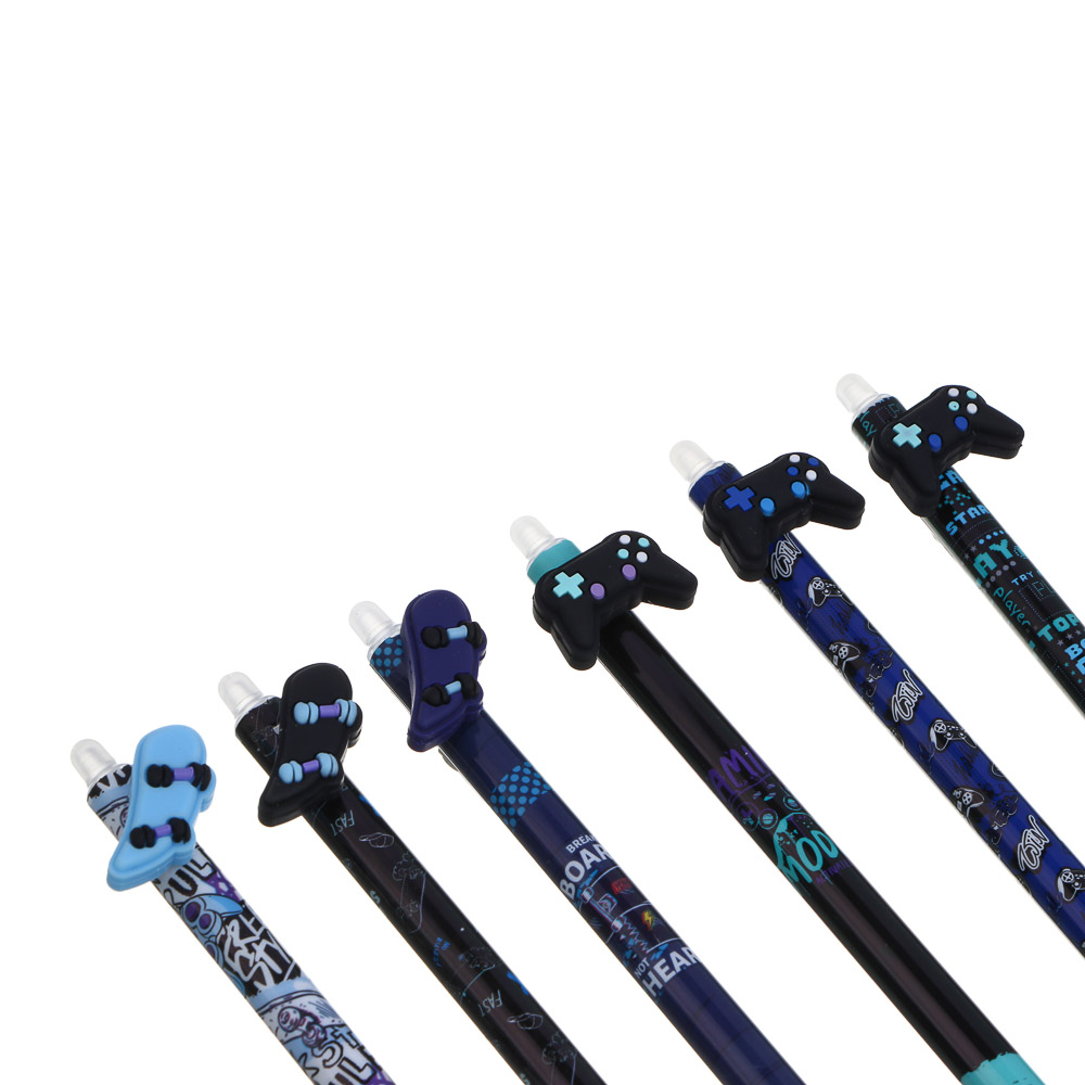 Ручка гелевая "пиши-стирай" синяя, фигурка в форме игр для мальчиков, 6 дизайнов - #5