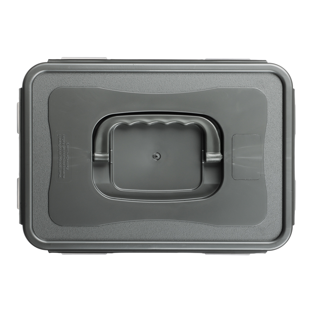 Контейнер герметичный с защелками с ручкой 4,5л, серая крышка, пластик - #4