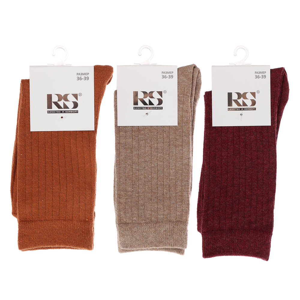Носки женские классические "лапша", тм RS, 73% хл, 25% п/э, 2% спандекс, р. 36-39, RSS - #7