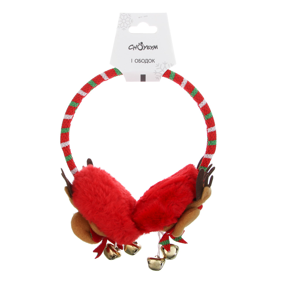 СНОУ БУМ Ободок-наушники с новогодними персонажами, диаметр 13,5см, пластик, полиэстер, 3 дизайна - #6