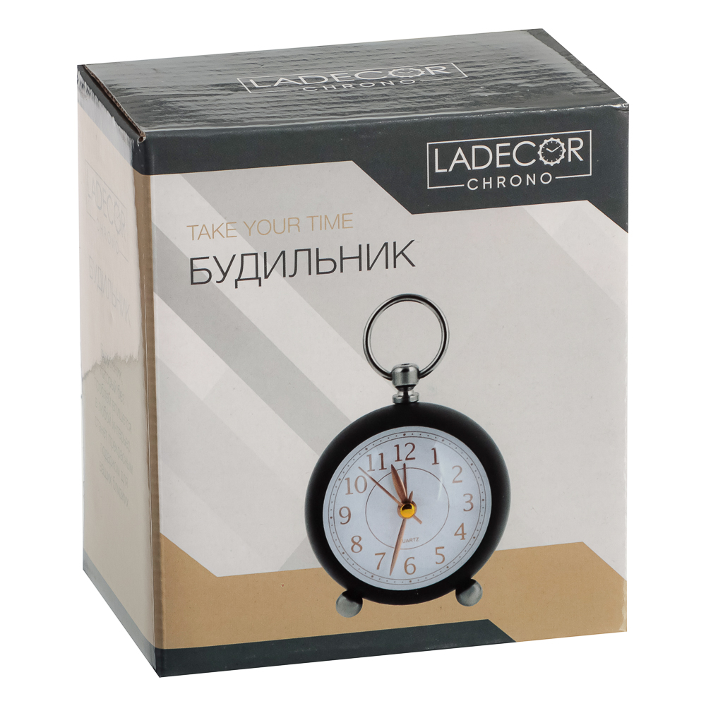 LADECOR CHRONO Будильник c подсветкой, 1xАА, 8x8x6,5 см, металл, черный - #4