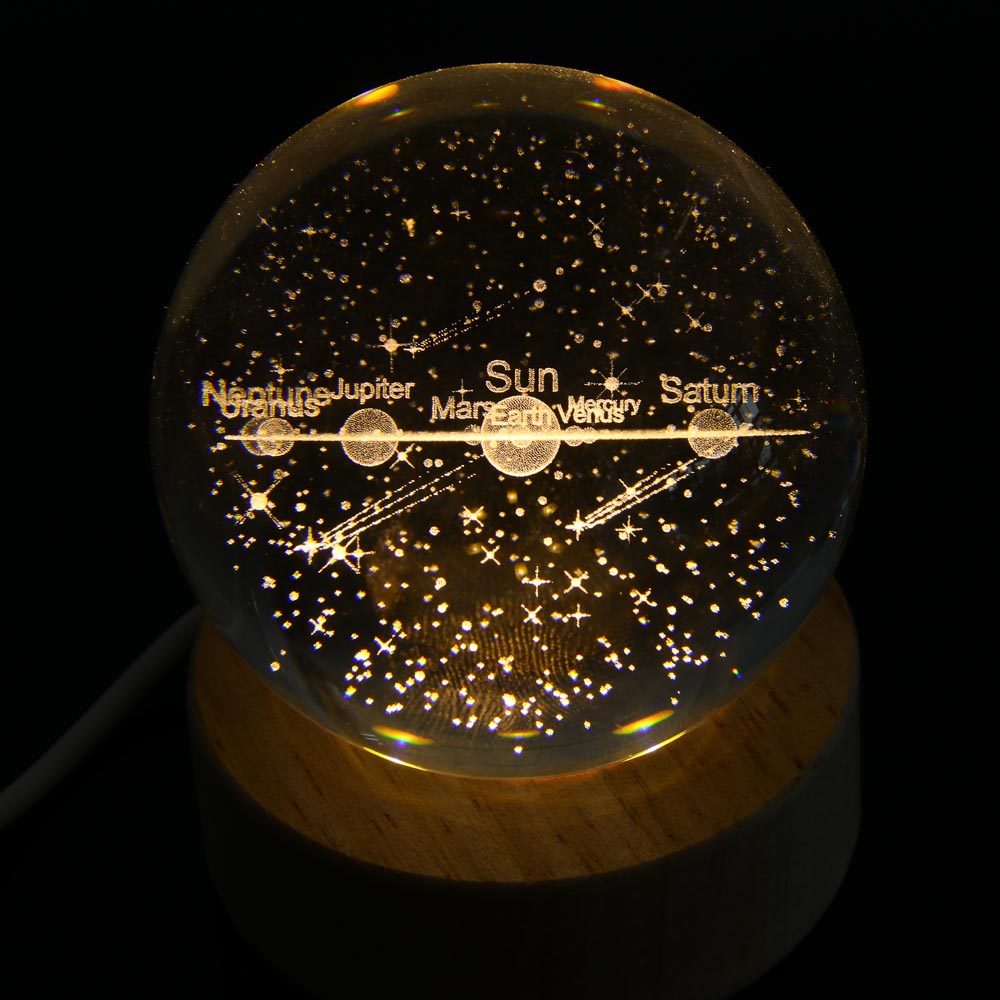 Светильник LED, USB, стекло, дерево, теплый свет, 6х7,5см - #4