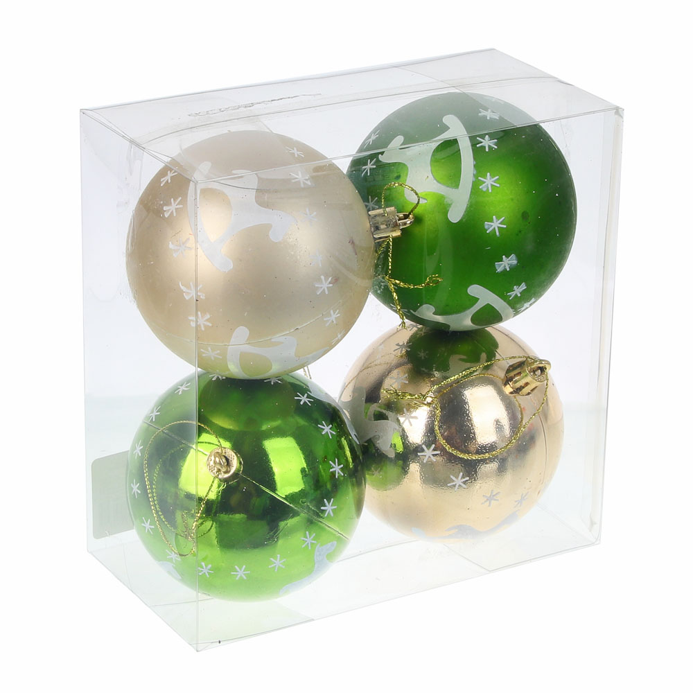 СНОУ БУМ Набор шаров 8 см, 4 шт, пластик, глиттер, 26-163 - #4