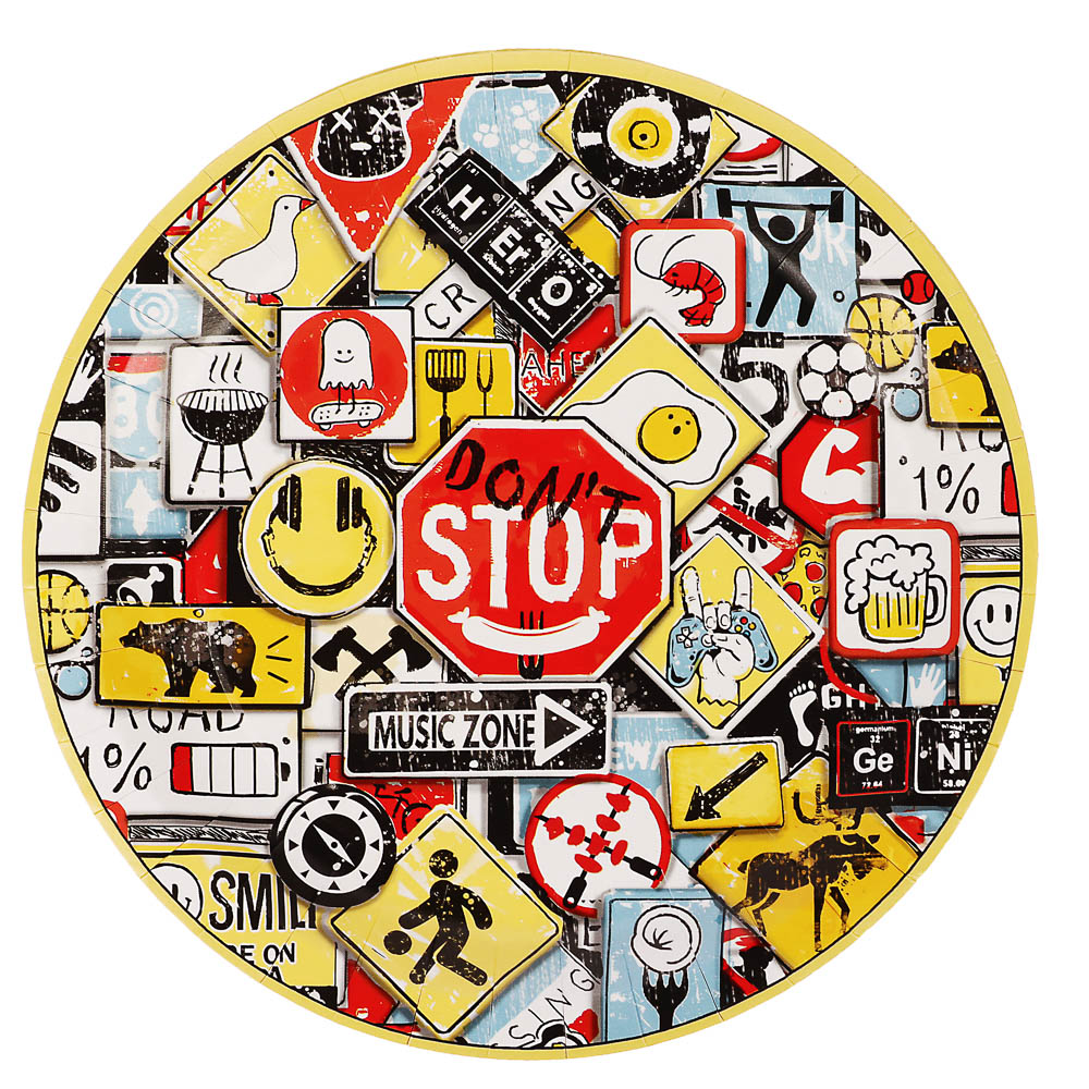 Набор бумажных тарелок Знаки яркие, в т/у пленке, 6 шт d=230 мм - #1