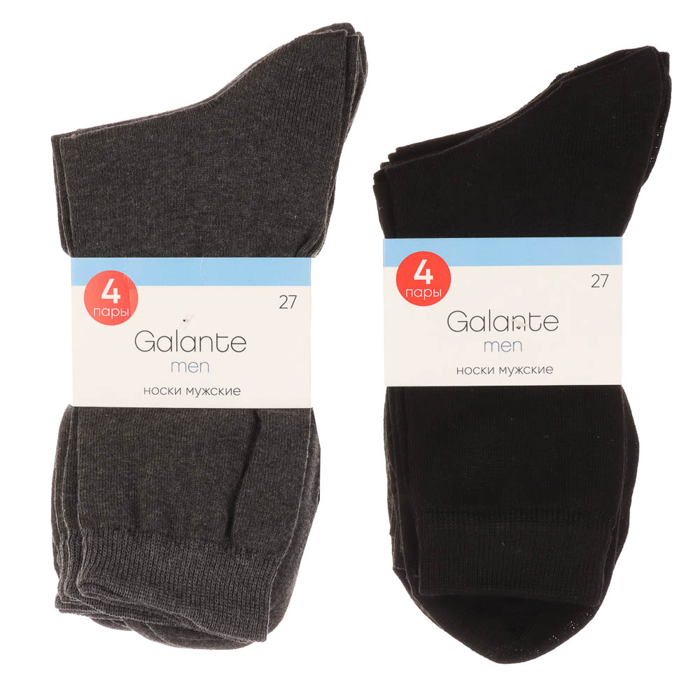 Набор носков 4 пары, GALANTE, р. 27, 70% хлопок, 29% полиамид, 1% эластан, черные - #6