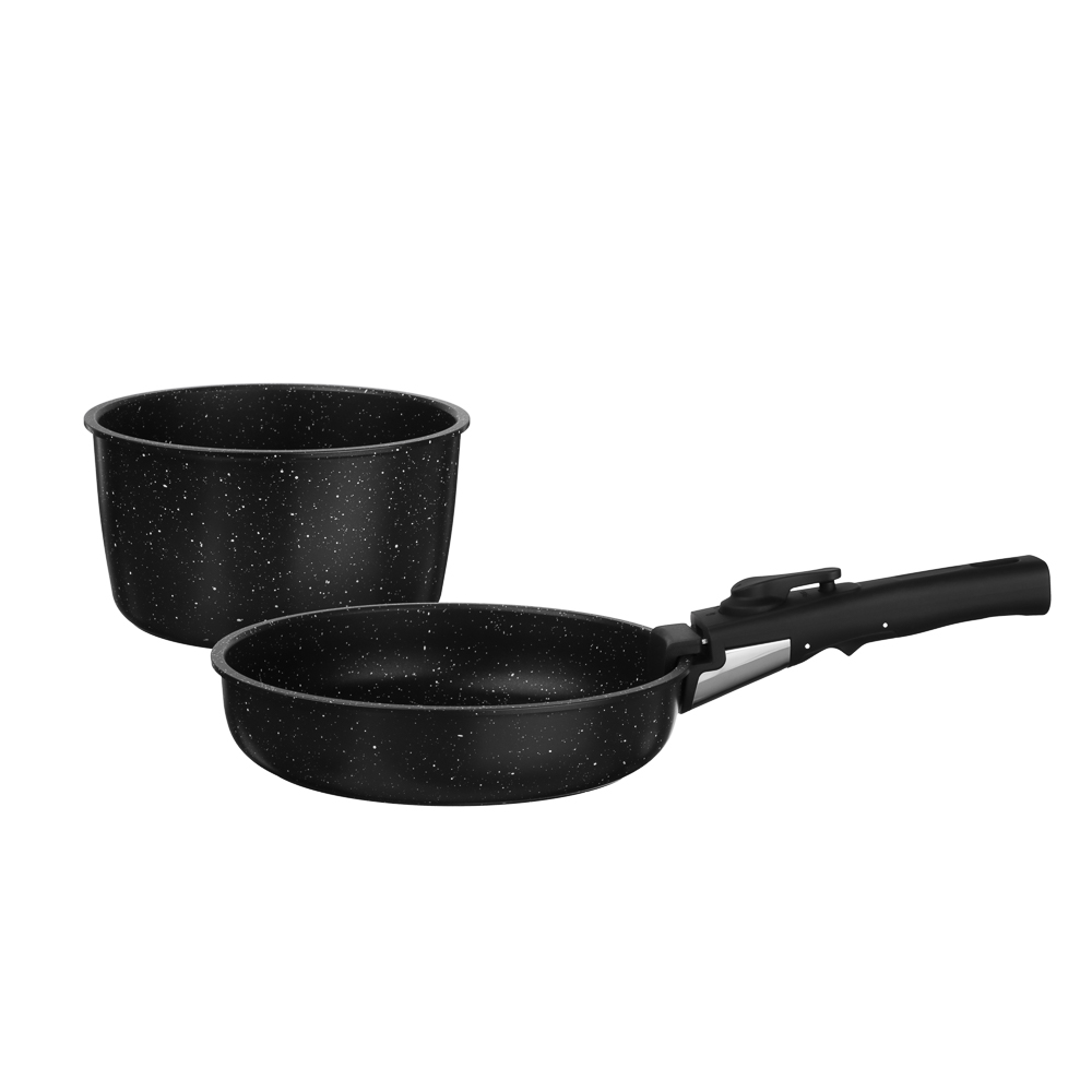 SATOSHI Анси Наб. посуды 3пр, сковорода 20см, ковш 16см/1,7л +съем. ручка, а/п покр. мрамор, индук. - #1