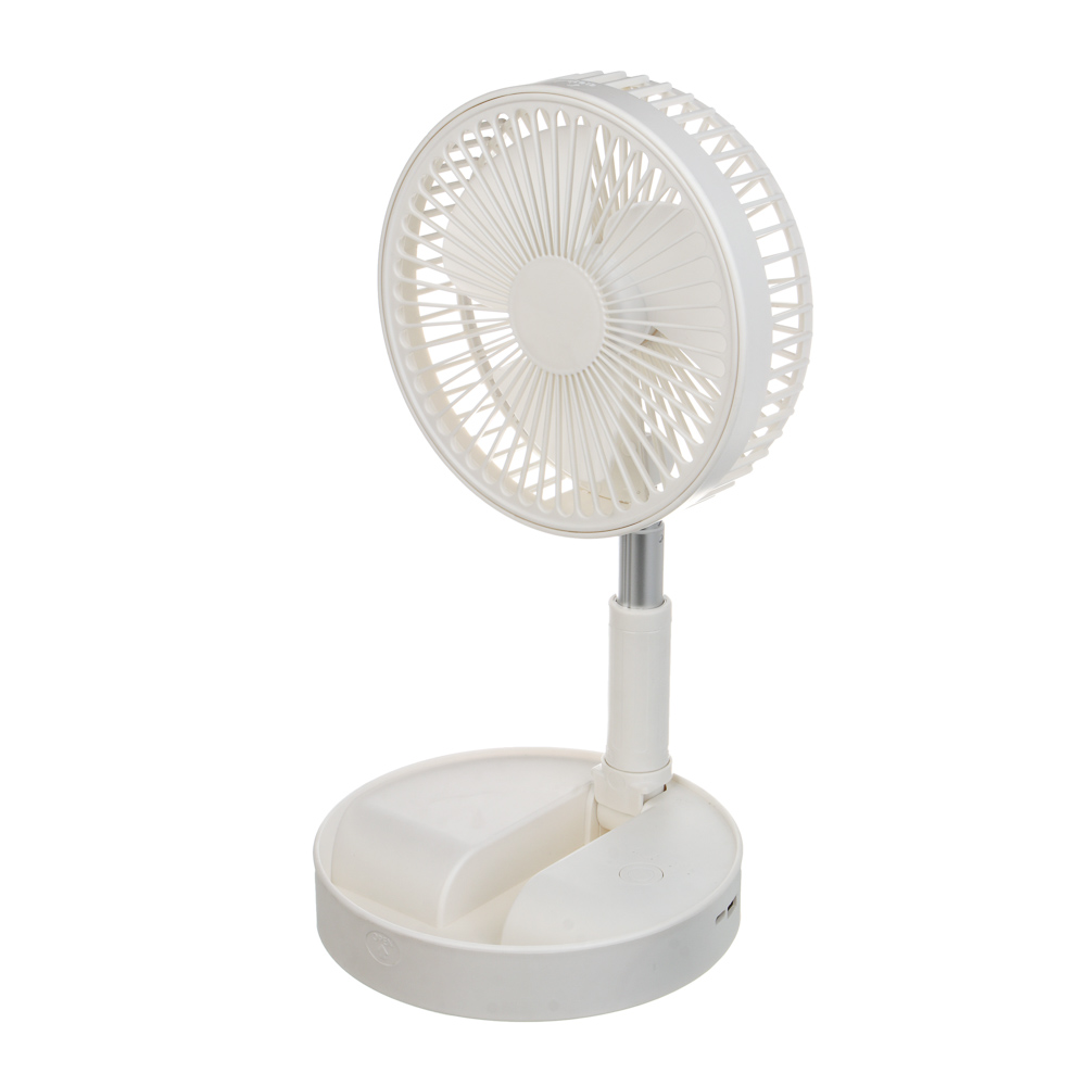 Вентилятор складной тм LEBEN 3Вт, 4 режима, диаметр 20см, 3.7в/2400мАч, USB-кабель, белый - #8