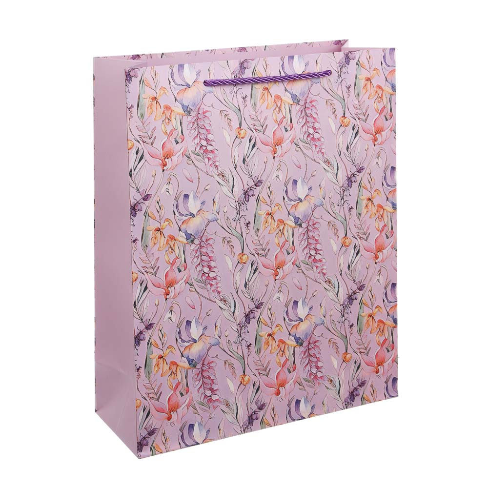 Пакет подарочный бумажный тм LADECOR, L 26x32x10 см, "Цветы" арт 2, 4 дизайна - #2