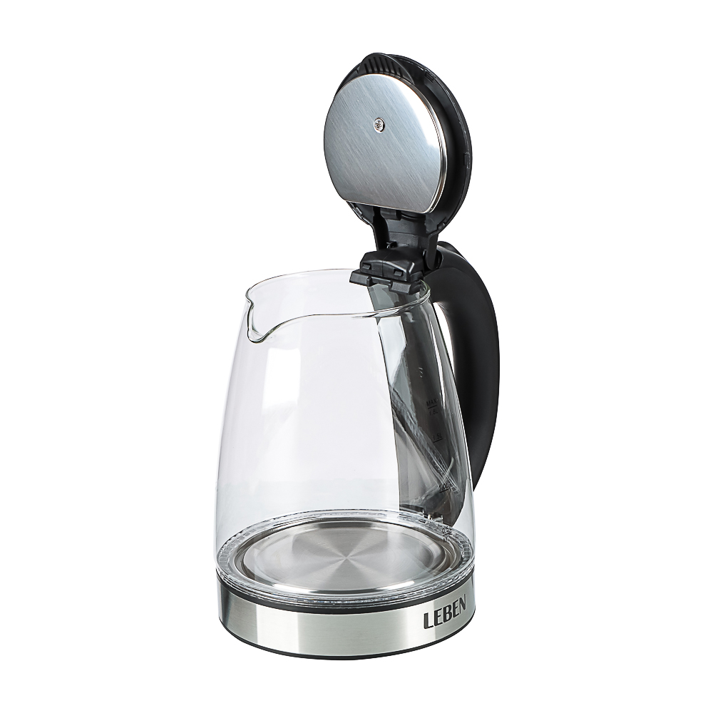 LEBEN Чайник электрический 1,8л стекло, черный - #4