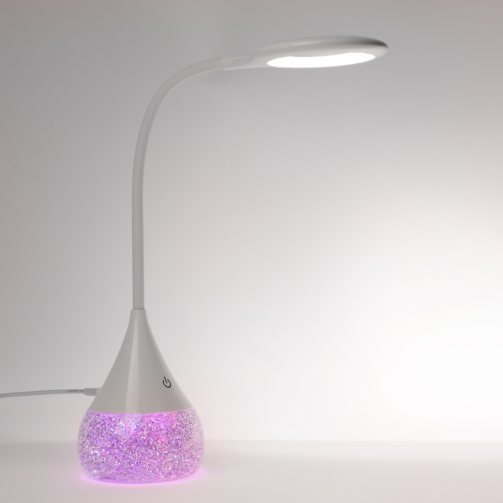 BY Светильник переносной настольный Глиттер,16LED,5Вт,300Лм,RGB,USB-C 5В,каб.1м, дим., пластик,белый - #11