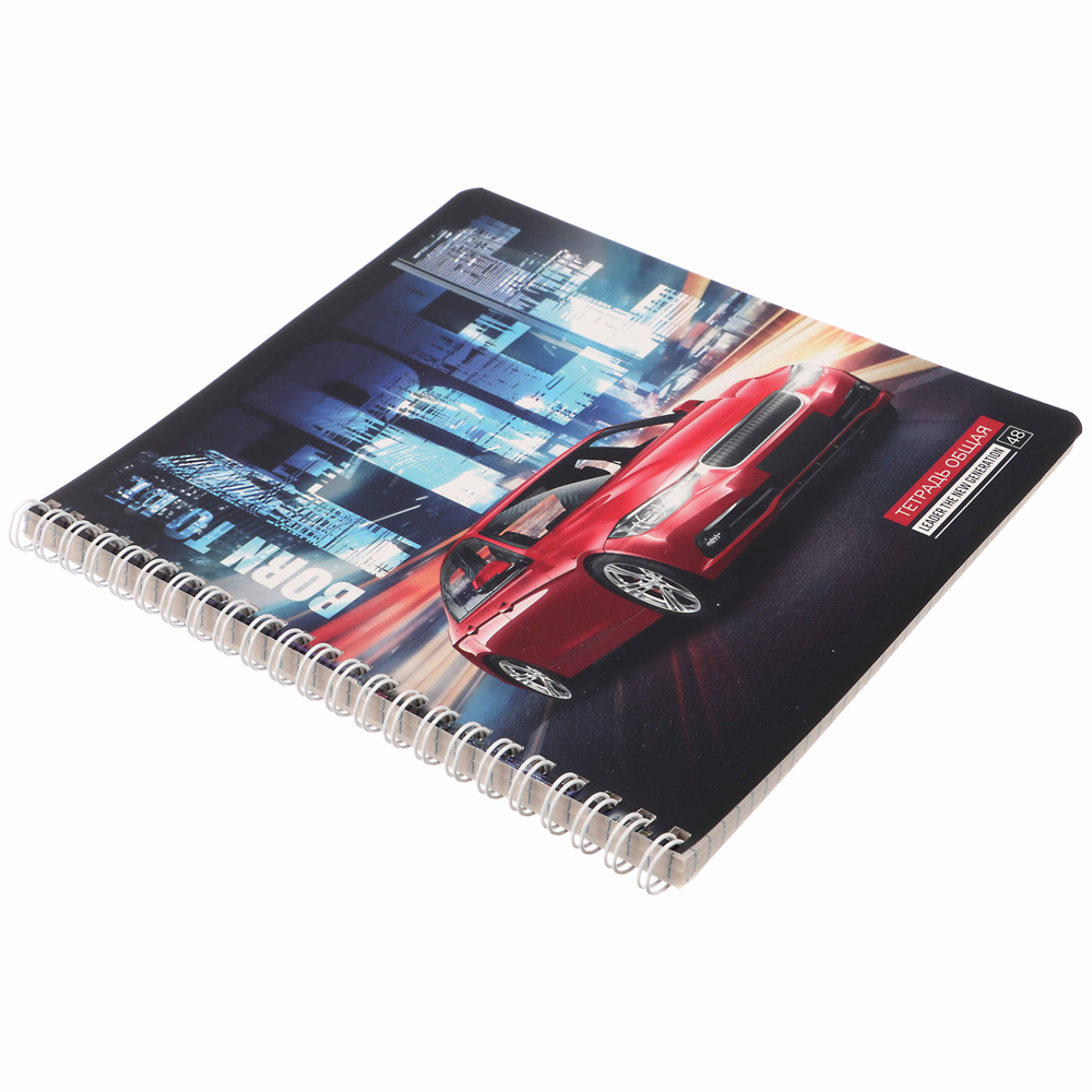 Тетрадь общая 48 листов в клетку, блок№2, обложка картон, спираль 5 диз - #7