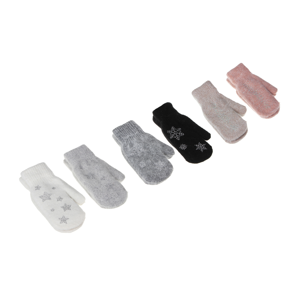 Варежки женские, 10% ангора, 90% акрил,размер универсальный, 3 цвета - #1