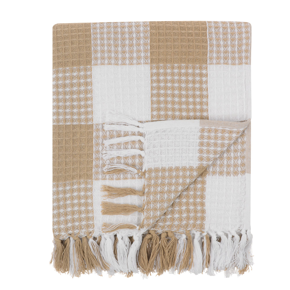 PROVANCE Special Плед хлопок, 180х200см, клетка, бежевый - #1