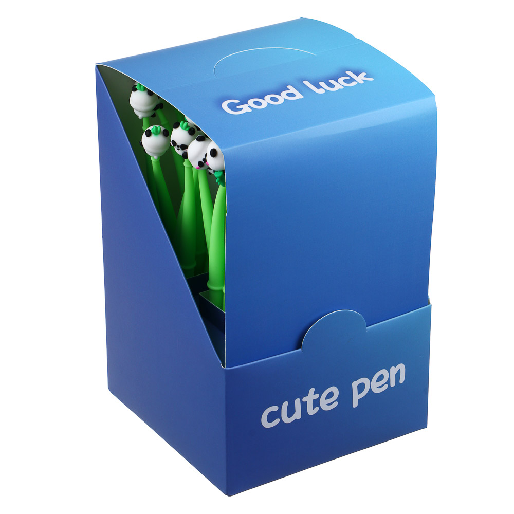 Ручка шариковая синяя, с наконечником в форме панды, гибкий корпус, 4 дизайна, шоу-бокс - #8