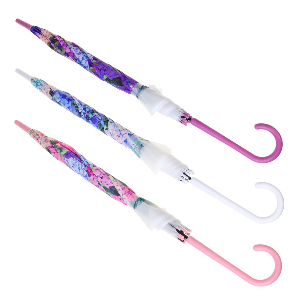 Зонт-трость женский, металл, пластик, ПВХ, 60 см, 8 спиц, 3 дизайна - #4