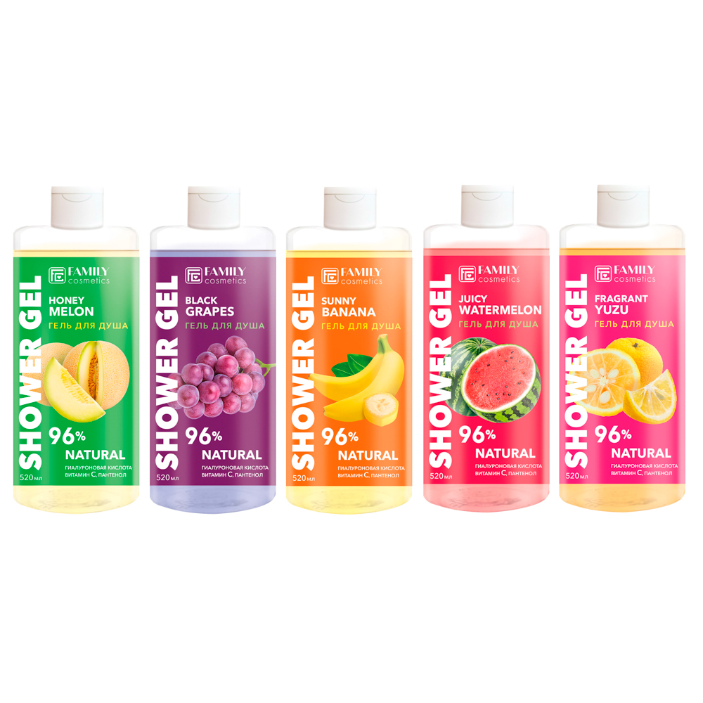 Гель для душа Family cosmetics 5 видов серии FRESH FLESH, 520мл - #1