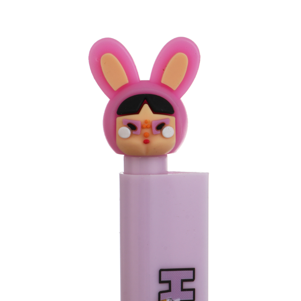 Ручка гелевая синяя 0,5мм, с линейкой, 2 в 1, "Беби ушки", 4 вида - #7