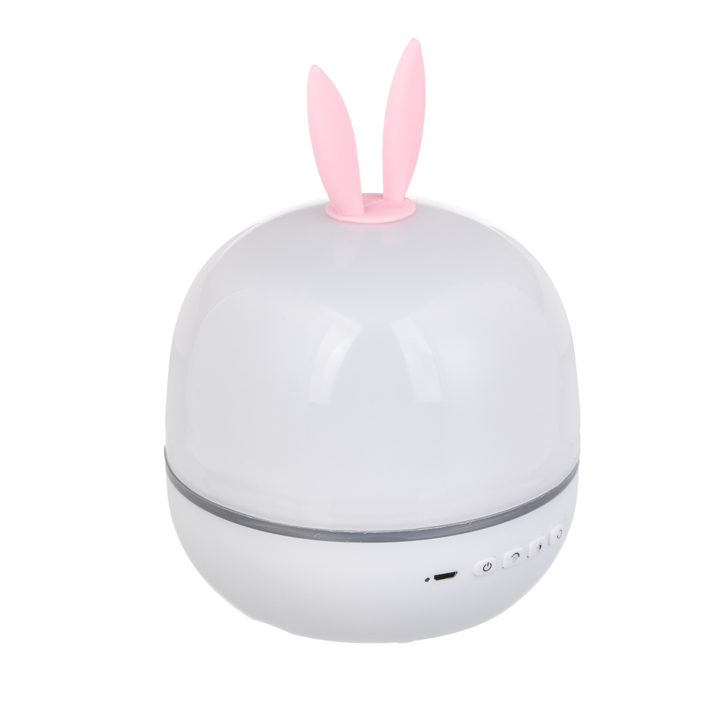 Светильник-ночник проектор BY Зайка, колонка Bt 3Вт, 6 проекций, акб. 1200mAh, USB 5В, пульт, белый - #3
