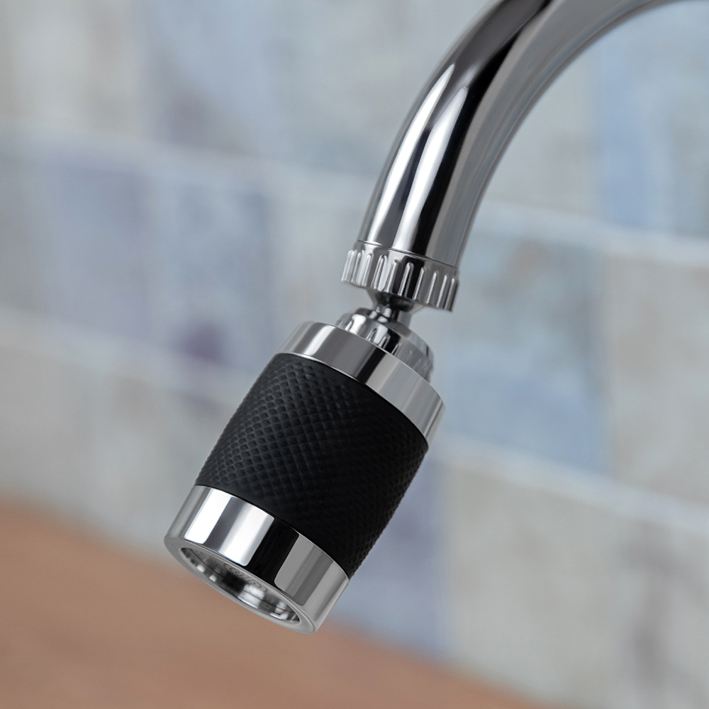 Аэратор-насадка для смесителя с фильтром, 2 режима, хром/черный - #10