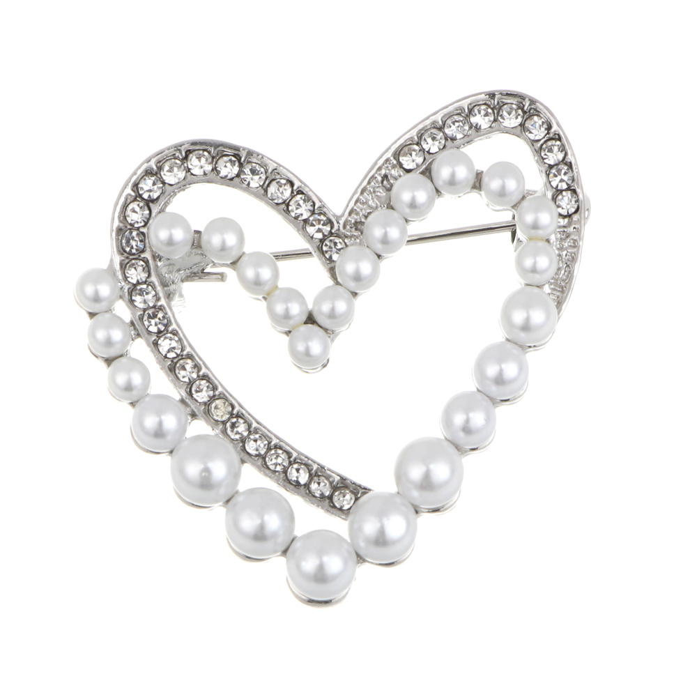 Брошь сердце с камнем, сплав, 2 дизайна, БЖ25-23 - #3