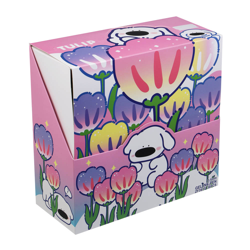 Ручка гелевая силиконовая синяя "Тюльпан", 6 видов, шоу-бокс - #8