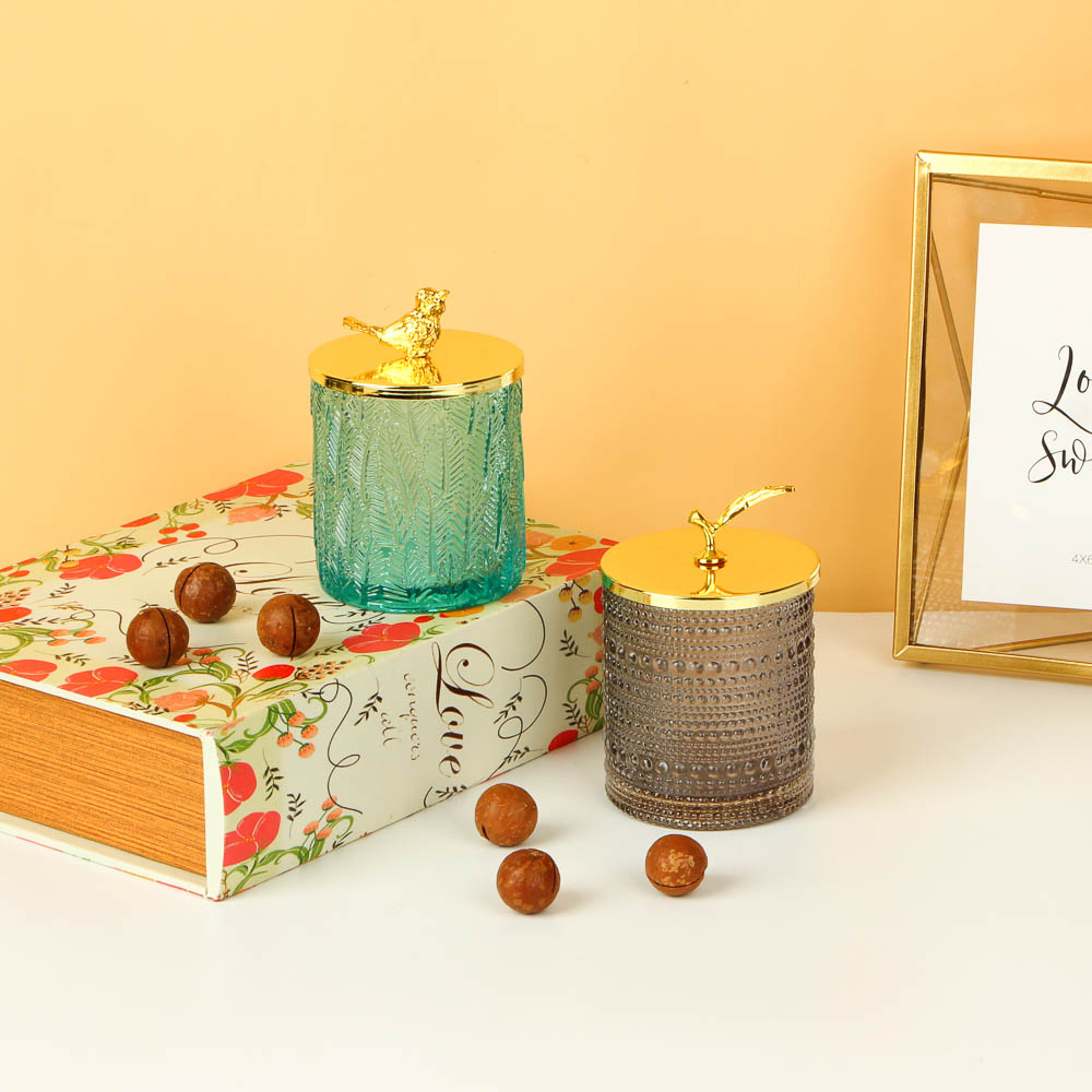 Шкатулка стеклянная с птичкой, цвет зеленый, 8,5x12см - #1