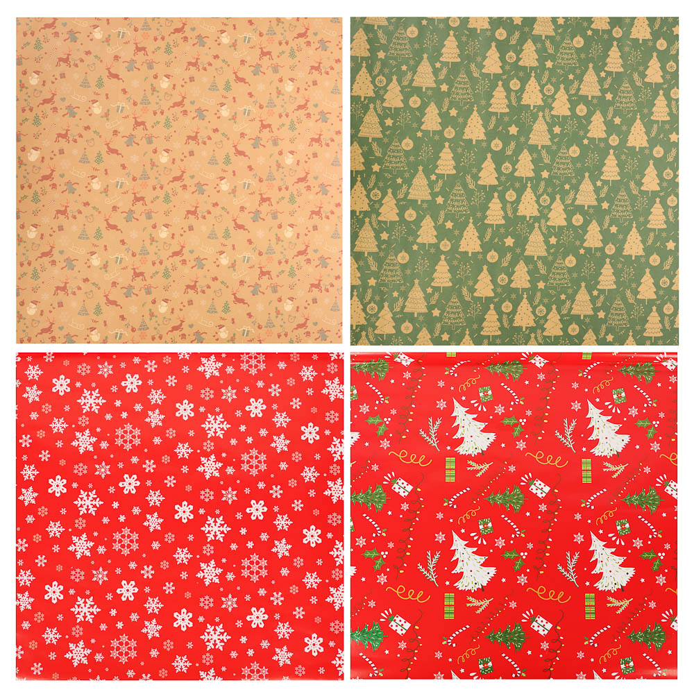 Бумага тм СНОУ БУМ подарочная, 70x100 см, 70 г односторонняя, 4 диз., арт.2 - #1