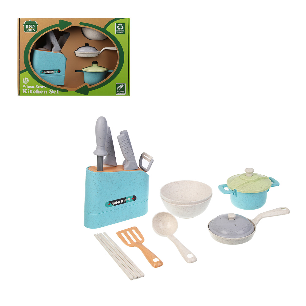 ИГРОЛЕНД Игровой набор посуды "Экопластик", 18 предметов, пластик, 34,5х11х24 см - #1