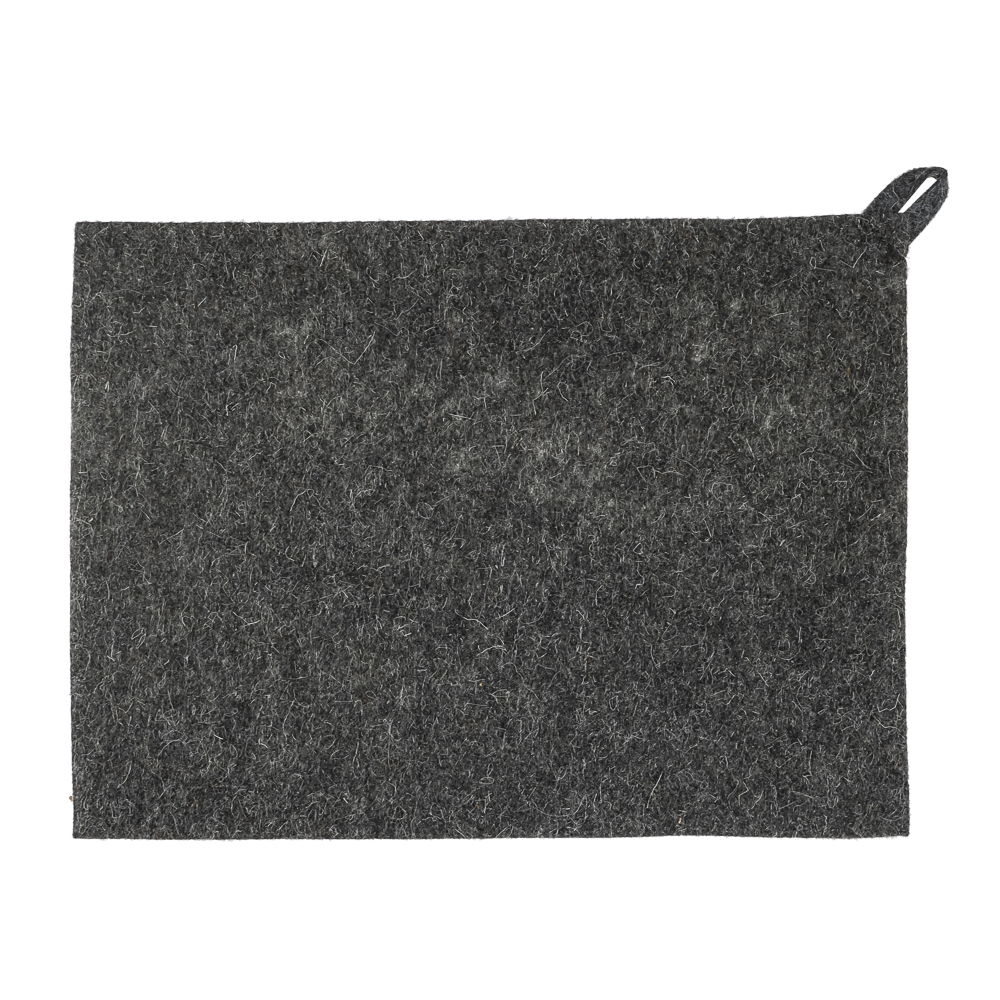 Набор банный ЭКОНОМ 2 предмета без вышивки (шапка, коврик) в пакете, войлок белый/серый - #7