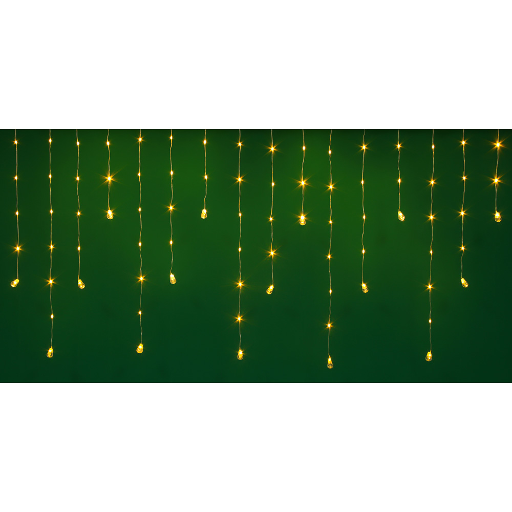 СНОУ БУМ Гирлянда эл. бахрома с каплями 2.5x0.3х0.5x0.7м, 80LED, шампань, пост свеч,ПВХ проз,220В - #1