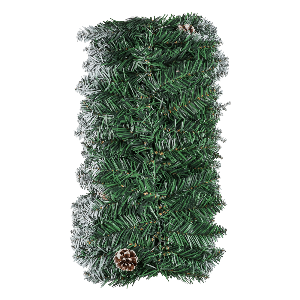 СНОУ БУМ Еловая гирлянда заснеженная с шишками 270x25 см, ПВХ, 26-81 - #4