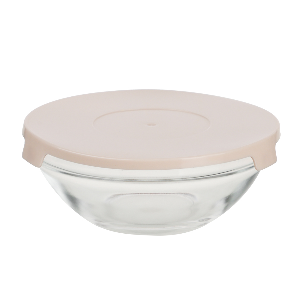 MILLIMI Набор салатников с крышкой 5 шт: 900/ 500/350/200/130 мл, стекло, пластик, бежевый - #4