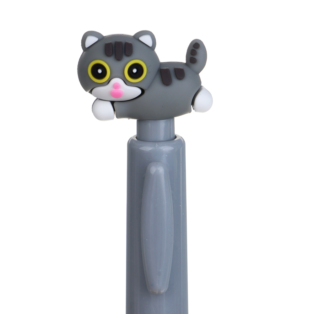 Ручка шариковая автоматическая синяя, "Жми на хвостик котика", 2 дизайна - #4